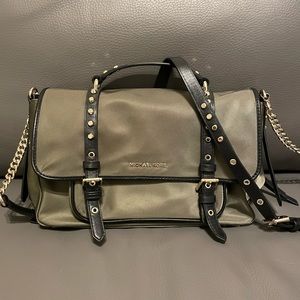 Michael Kors Crossbody Leila Flap Olive Green Nylon Messenger Bag